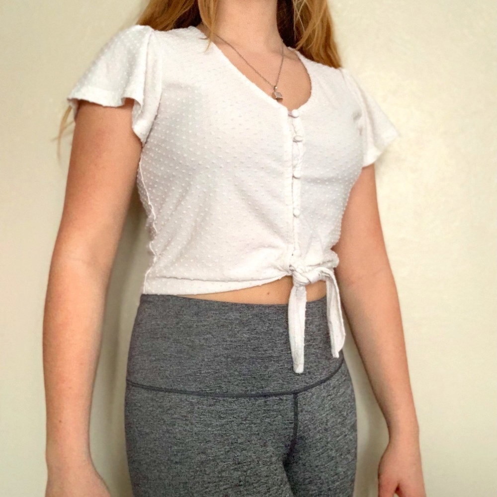 Polka dot tie crop top